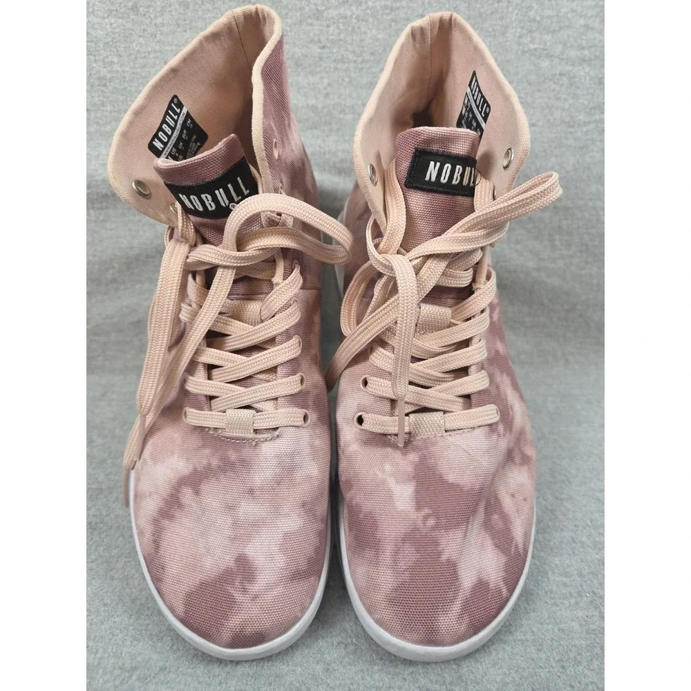 NO BULL Tie Dye Sneakers Womens 9.5‎ Dusty Rose High Top Canvas Trainers